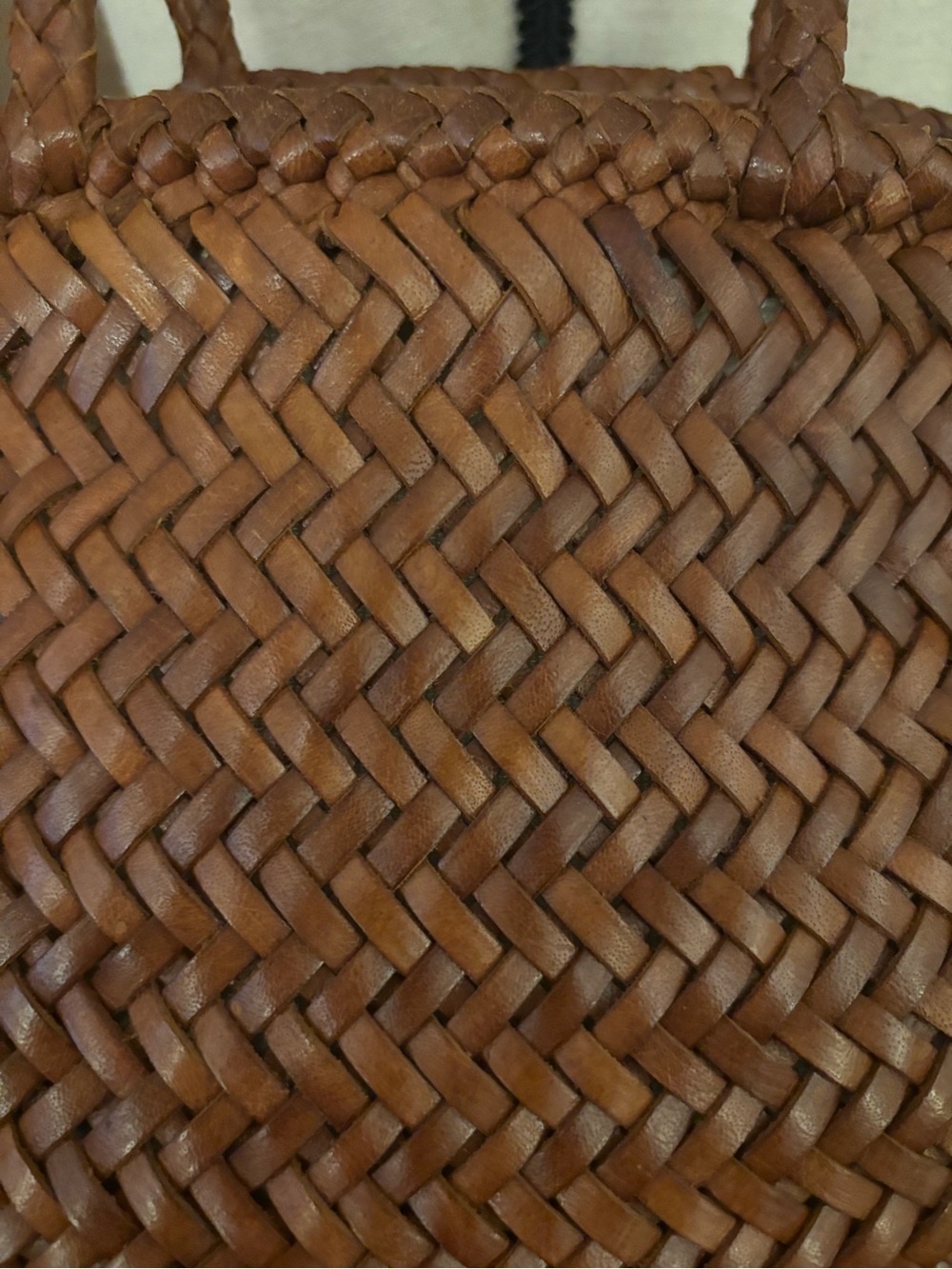 DRAGON DIFFUSION Woven Leather Tote Bag in Saddle Brown - Picture 9 of 15